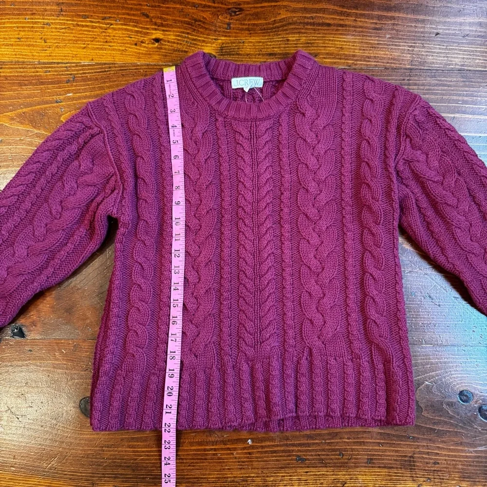 J. Crew Women's Cable-knit Crewneck Sweater - Color- Vivid Mulberry. Size Small